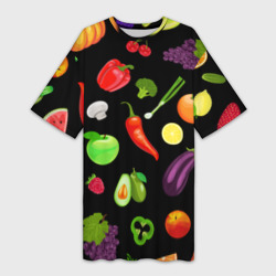 Платье-футболка 3D Фрукты и овощи