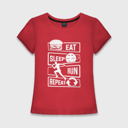 Женская футболка хлопок Slim Еда, сон, бег