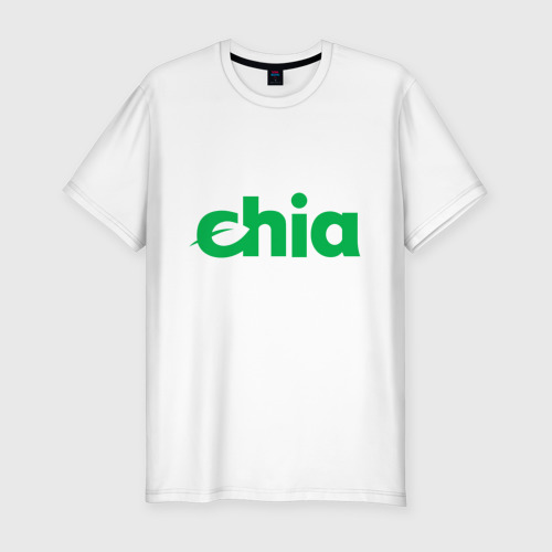 Мужская приталенная футболка из хлопка с принтом Криптовалюта Chia, вид спереди №1