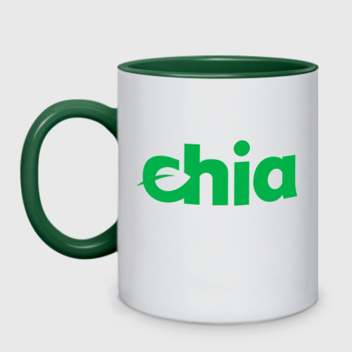 Кружка двухцветная Криптовалюта Chia, цвет белый + зеленый
