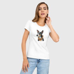 Женская футболка хлопок Slim Басенджи триколор, портрет - фото 2