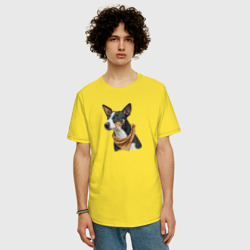 Мужская футболка хлопок Oversize Басенджи триколор, портрет - фото 2