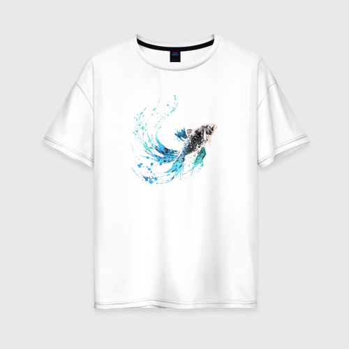Женская футболка хлопок Oversize с принтом Рыба Карп, вид спереди #2