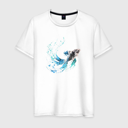 Мужская футболка из хлопка с принтом Рыба Карп, вид спереди №1