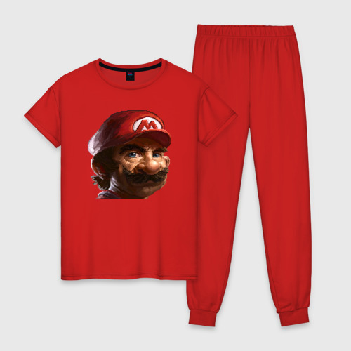 Женская пижама хлопок Mario pixel, цвет красный