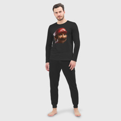 Мужская пижама с лонгсливом хлопок Mario pixel - фото 2