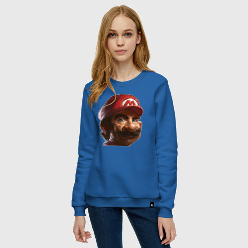 Женский свитшот хлопок Mario pixel, цвет синий - фото 3