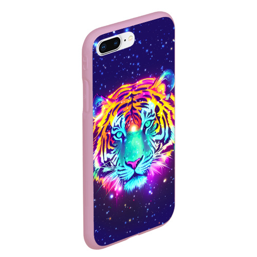 Чехол для iPhone 7Plus/8 Plus матовый с принтом Светящаяся голова тигра и звезды, вид сбоку #3
