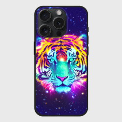 Чехол силиконовый для Apple iPhone 15 Pro матовый Светящаяся голова тигра и звезды
