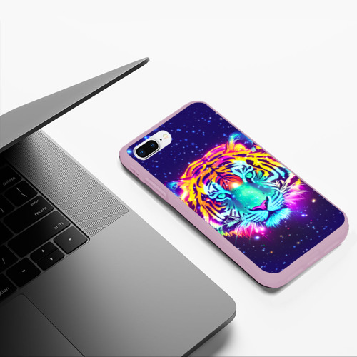 Чехол для iPhone 7Plus/8 Plus матовый с принтом Светящаяся голова тигра и звезды, фото #5