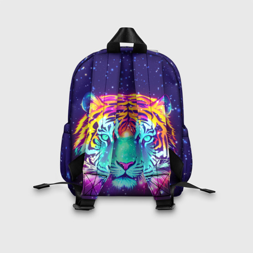 Детский рюкзак 3D с принтом Светящаяся голова тигра и звезды, вид сзади #2