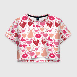 Женская футболка Crop-top 3D Клубничная любовь