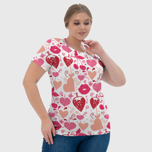 Женская футболка 3D Клубничная любовь, цвет 3D печать - фото 6