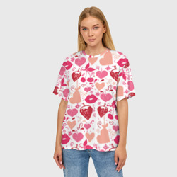 Женская футболка oversize 3D Клубничная любовь - фото 2