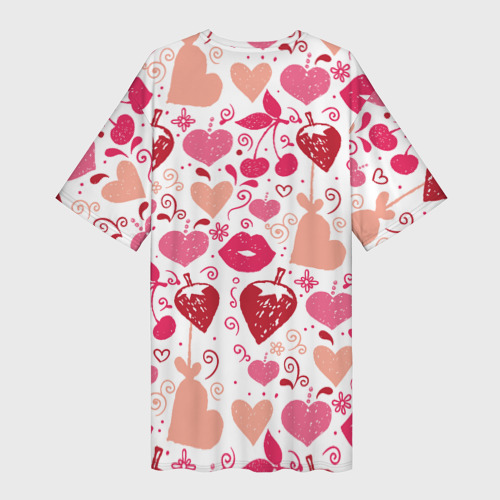 Платье-футболка 3D Клубничная любовь, цвет 3D печать - фото 2