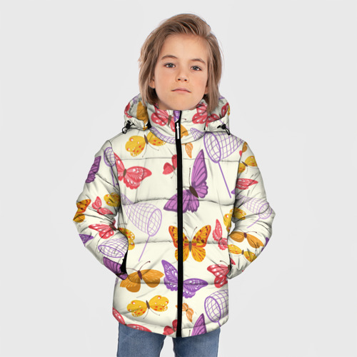 Зимняя куртка для мальчиков 3D Ловец бабочек, цвет черный - фото 3