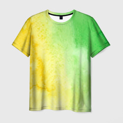 Мужская футболка 3D Жёлтая и зелёная краски