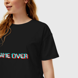 Женская футболка хлопок Oversize Glitch game over - фото 2