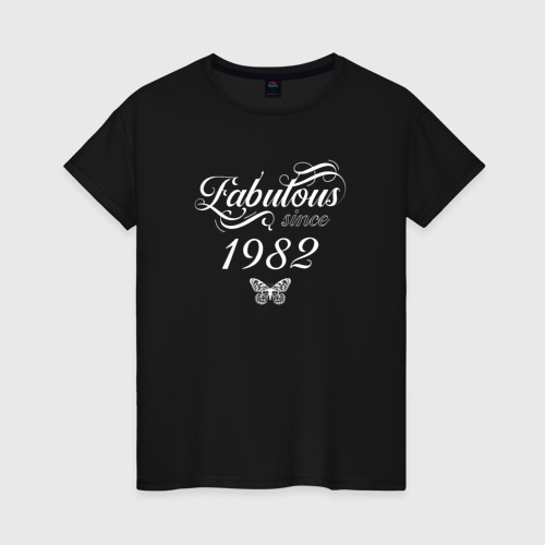 Женская футболка хлопок Fabulous since 1982, цвет черный