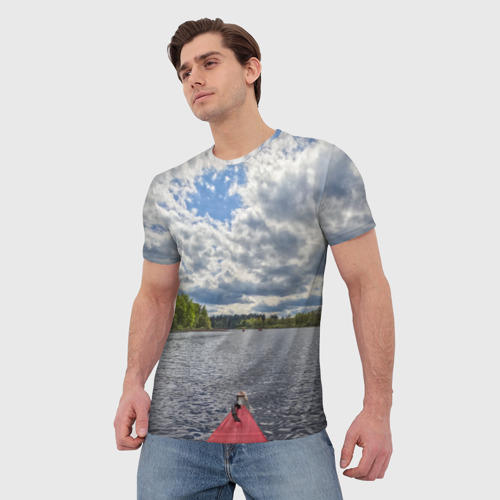 Мужская футболка 3D с принтом Сплав на байдарке, фото на моделе #1