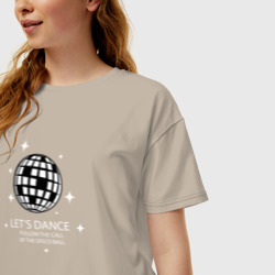 Женская футболка хлопок Oversize Искрящийся диско шар - фото 2