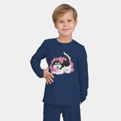 Детская пижама с лонгсливом хлопок Хаски в сакуре - фото 2