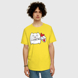 Мужская футболка хлопок Oversize Котик с шариками - фото 2