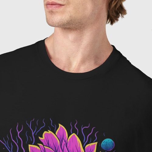 Мужская футболка хлопок с принтом Аксолотль неон, фото #4