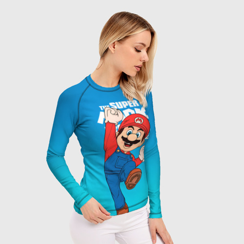 Женский рашгард 3D с принтом Братья Супер Марио: Марио, фото на моделе #1