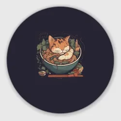 Круглый коврик для мышки Сон в рамене
