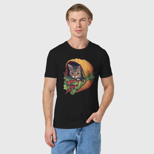 Мужская футболка хлопок с принтом ТаКОт: кот-тако, фото на моделе #1