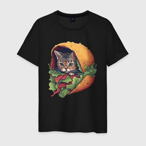 Мужская футболка хлопок с принтом ТаКОт: кот-тако, вид спереди #2