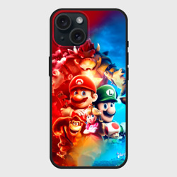 Чехол силиконовый для Apple iPhone 15 матовый The Super Mario Bros: все персонажи