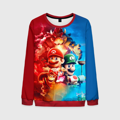 Мужской свитшот 3D The Super Mario Bros: все персонажи, цвет красный