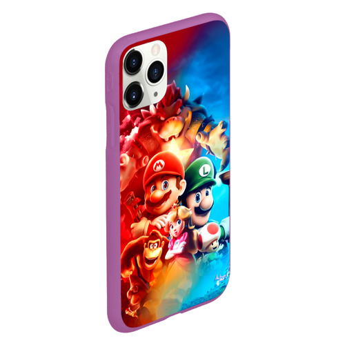 Чехол для iPhone 11 Pro матовый The Super Mario Bros: все персонажи, цвет фиолетовый - фото 3