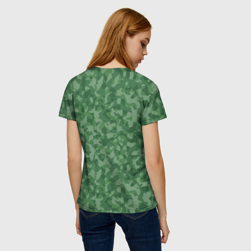 Женская футболка 3D с принтом Погранвойска - хаки, вид сзади #2