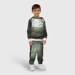 Костюм с принтом Sons of the forest - река для ребенка, вид на модели спереди №2. Цвет основы: белый