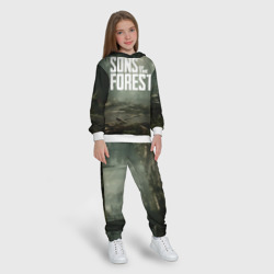 Костюм с принтом Sons of the forest - река для ребенка, вид на модели спереди №3. Цвет основы: белый