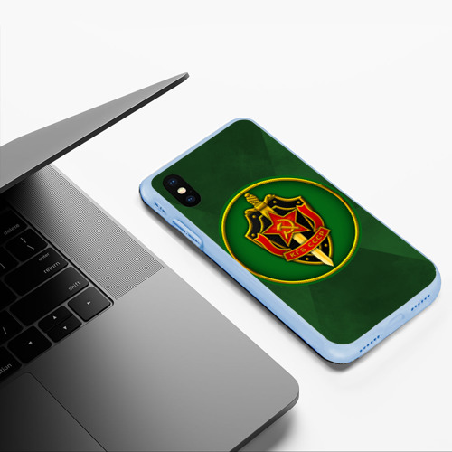 Чехол для iPhone XS Max матовый КГБ СССР, цвет голубой - фото 5