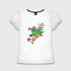 Женская футболка хлопок Slim Попугай кокосовый лорикет
