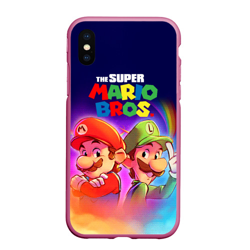 Чехол для iPhone XS Max матовый The Super Mario Bros Братья Марио, цвет малиновый