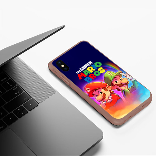 Чехол для iPhone XS Max матовый The Super Mario Bros Братья Марио, цвет коричневый - фото 5