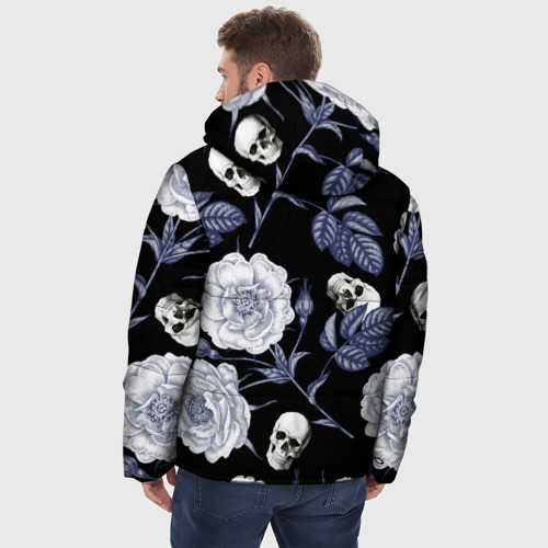 Мужская зимняя куртка 3D Черепа с розами, цвет черный - фото 4