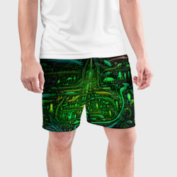 Мужские шорты спортивные Психоделика в зеленом - нейронная сеть - фото 2