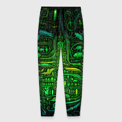 Мужские брюки 3D Психоделика в зеленом - нейронная сеть, цвет 3D печать