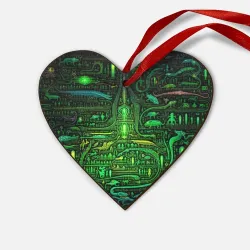 Деревянная игрушка Сердце Психоделика в зеленом - нейронная сеть