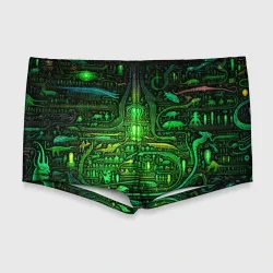 Мужские купальные плавки 3D Психоделика в зеленом - нейронная сеть