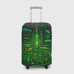 Чехол для чемодана 3D Психоделика в зеленом - нейронная сеть
