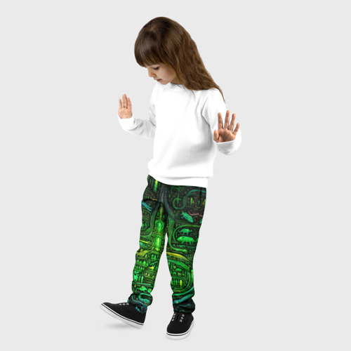 Детские брюки 3D Психоделика в зеленом - нейронная сеть, цвет 3D печать - фото 3