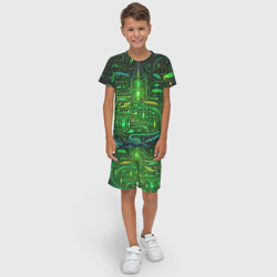 Детский костюм с шортами 3D Психоделика в зеленом - нейронная сеть - фото 2